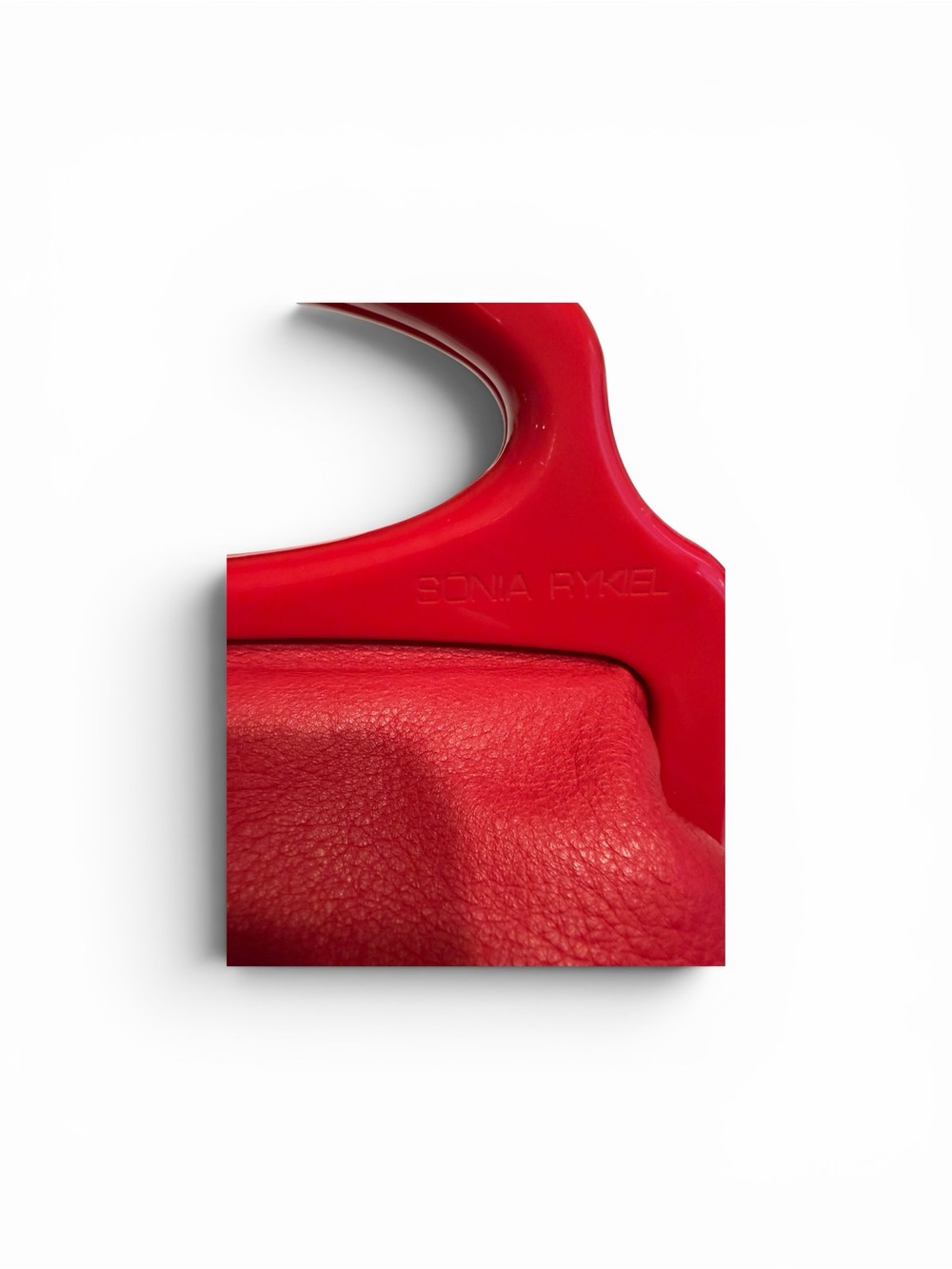 Vintage Sonia Rykiel Red Handheld Leather Kisslock Pouch/Clutch - Picture 2 of 10
